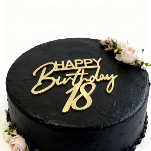 Elegant Gold Acrylic '18' Cake Topper for Birthdays & Anniversaries