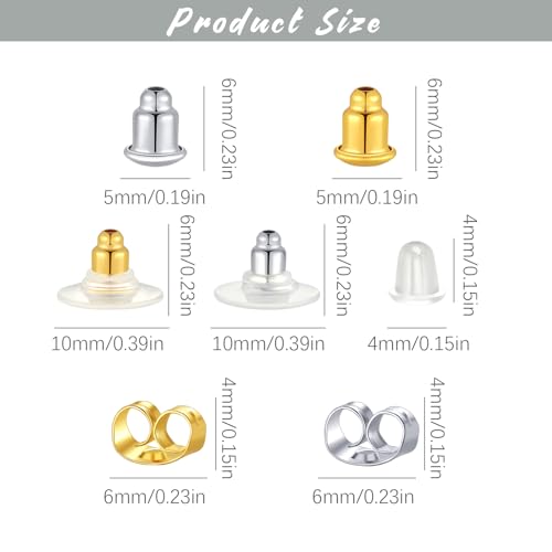 Wullina Hypoallergenic Silicone Earring Backs - 100PCS Clear Replacement for Studs
