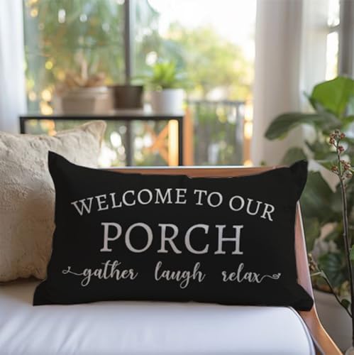 PANDICORN Waterproof Outdoor Throw Pillow Covers 12x20 Inch, Set of 2, Black