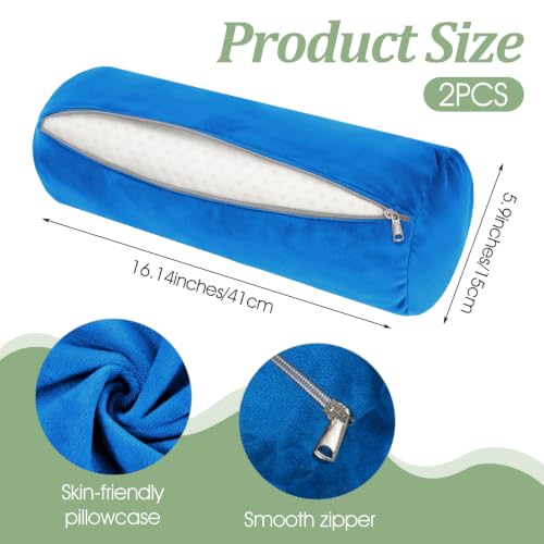 Blue Neck Roll Pillow Covers - 16 x 6 Inch, 2 PCS Set