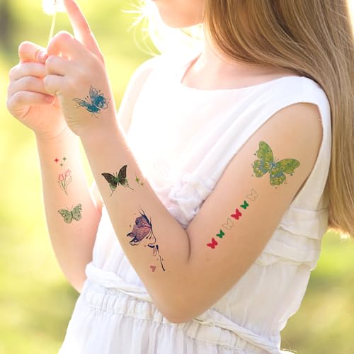 Butterfly Temporary Tattoos - 24 Sheets Watercolor Fake Tattoos
