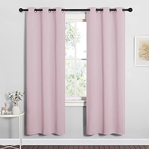 NICETOWN Baby Pink Blackout Curtains - 34" x 72" Grommet Panels (Set of 2)