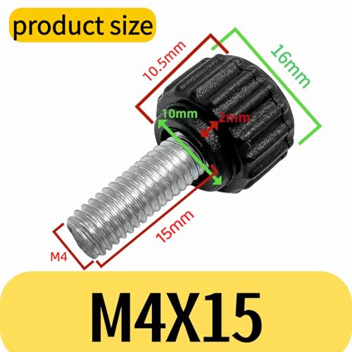 24 Carbon Steel M4 x 15mm Threaded Thumbscrews for VESA Mounting