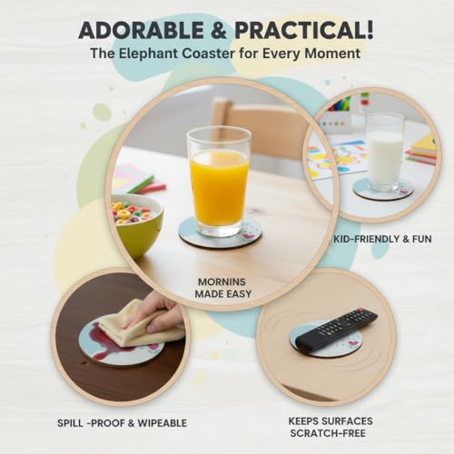 Cute Animal Drink Coaster Set - 4-Piece Round Heat-Resistant