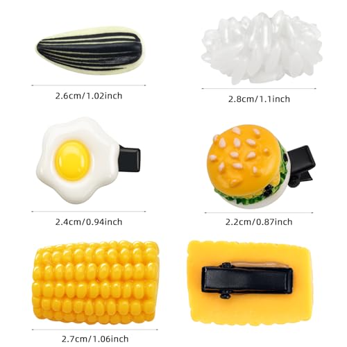 10Pcs Kawaii Food Hair Clips - Realistic Mini Novelty Alligator Barrettes