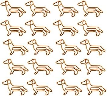 Gold Dachshund Paper Clips - Cute Dog Shaped Planner Bookmarks, 20 Pack