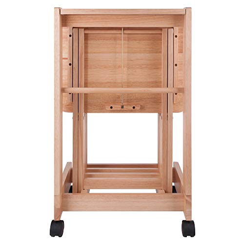 Winsome Brienda Snack Table Set with Mobile Serving Cart, for Living Room, Patio, 32", Natural, Set of 4 Tables