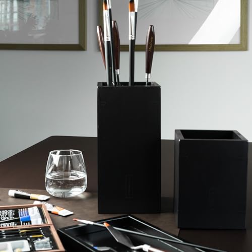 KAIZEN Black Bamboo Utensil Holder - Stylish Kitchen Organizer