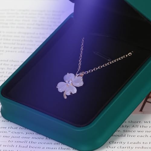 KUKUVR LED Necklace Pendant Gift Box Green Velvet Jewelry Display Case