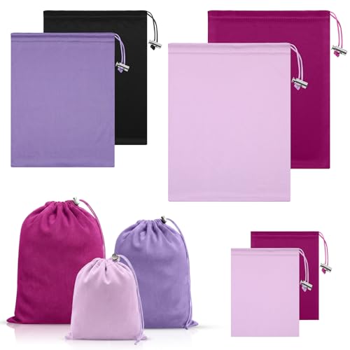 Hillban 6 Pcs Silk Drawstring Toy Storage Bags Set - MLXL, Purple