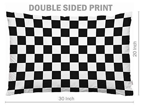 EKOBLA Racing Checkered Throw Pillow Cover, Black & White Geometric, 20x30"