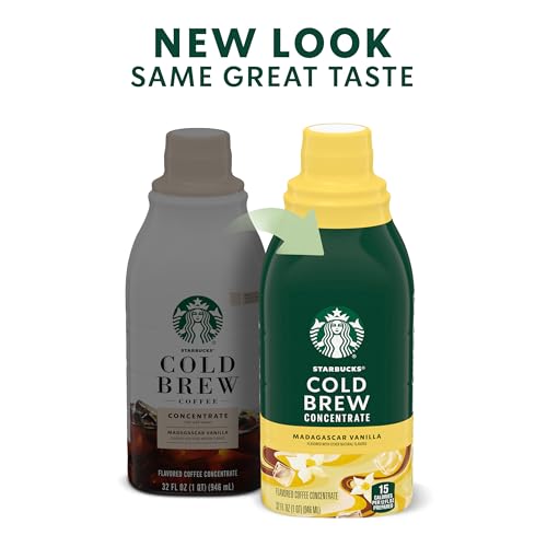 Starbucks Cold Brew Coffee Concentrate, Madagascar Vanilla, 32 fl oz (Pack of 4)