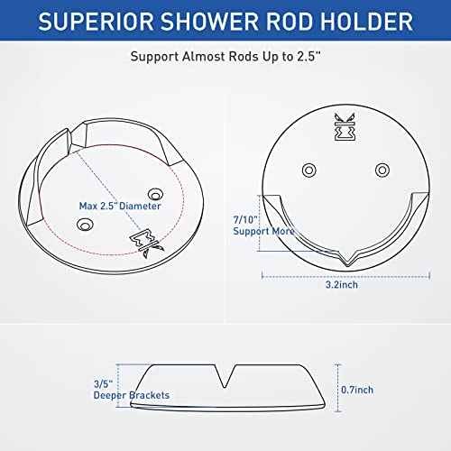 Shower Curtain Rod Holder - Adhesive Wall Mount Bracket, Gloss White