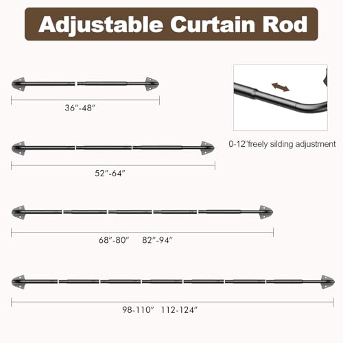 Matte Black Wrap Around Curtain Rod 36-48 inches - Room Darkening
