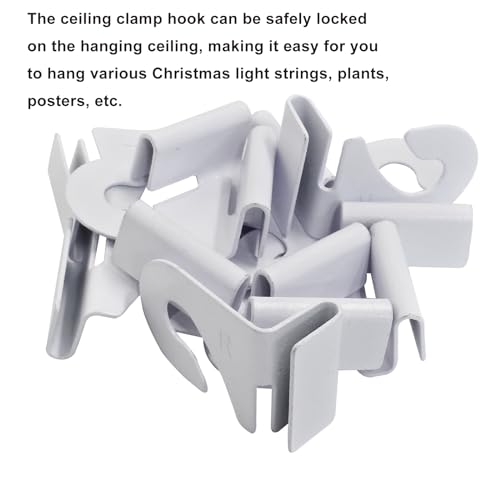 Biaungdo 6 Pairs Heavy-Duty White Drop Ceiling Hooks with Clips