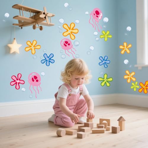 Jellyfish Bubble Wall Stickers Under the Sea Decals 155 Pcs