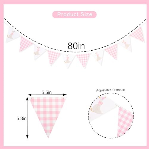 One Funny Goose Birthday Banner - Pink Gingham Baby Shower Decoration