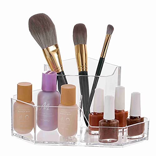 Clear Acrylic Makeup Brush Organizer with 3 Slots - Vanity Storage