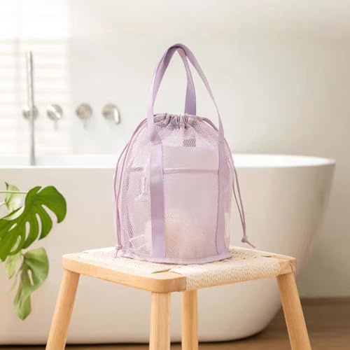Zisqerts Portable Mesh Shower Caddy - Quick-Dry Toiletry Organizer, Purple