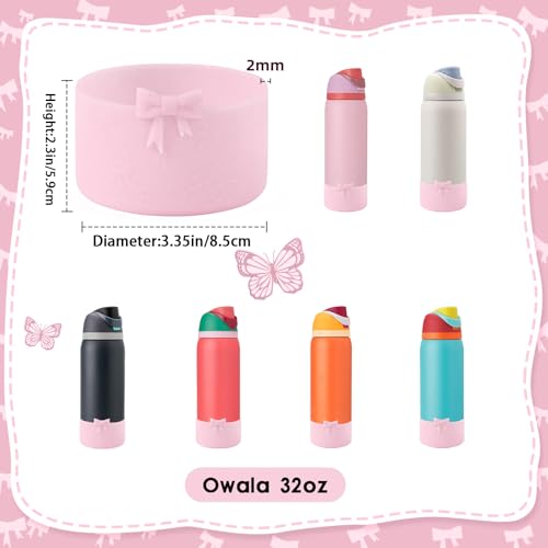 8.5CM Bow Silicone Anti-Slip Boot for Owala 32oz Water Bottle,FreeSip/Twist/Flip Stainless Steel Water Bottle, Protective Sleeve Bottom Cover Accessory