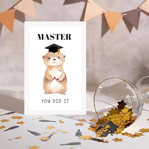 Funny Otter Graduation Card for Master's Degree - 8x5.3in
