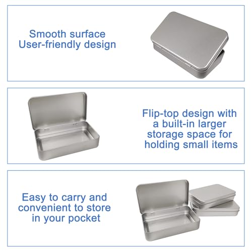 Aventik 3-Pack Metal Hinged Tin Storage Boxes - Portable Organizer for Jewelry, Crafts, and Small Parts
