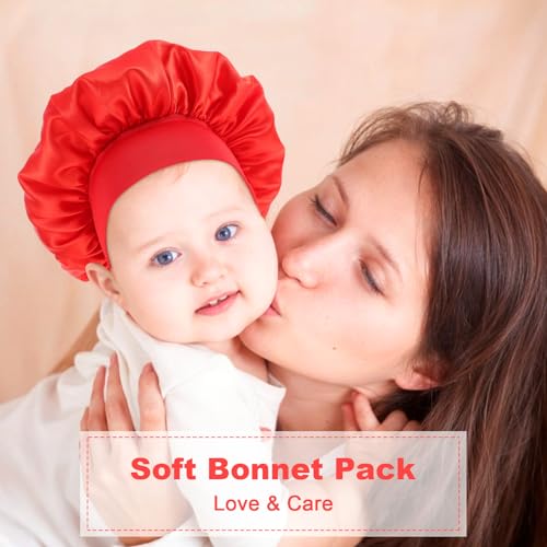 Qianyu 3 Pcs Kids Satin Sleep Bonnet - Silky Elastic Hair Wrap Cap