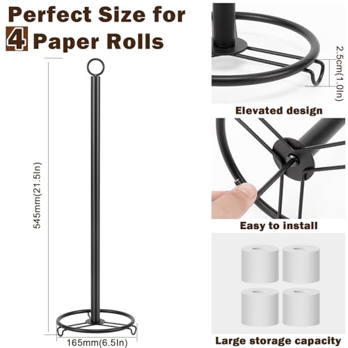 Siyzda Matte Black Toilet Paper Holder Stand - Rustproof Tissue Roll Organizer for Bathroom & Kitchen
