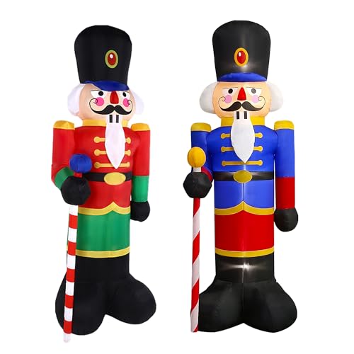 8ft Inflatable Nutcracker Soldier Christmas Yard Decor - Red & Blue, 2 Pack