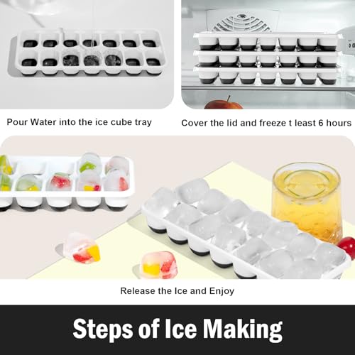 DclobTop Black & White Ice Cube Trays - 3 Pack, BPA-Free, Easy Release
