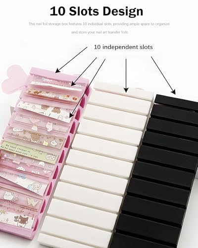 Nail Art Transfer Foil Organizer with Rolling Stick - 10 Slots