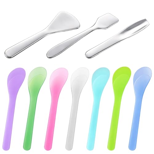 10 Pcs Cosmetic Spatula Set - Reusable Plastic & Metal Makeup Scoops