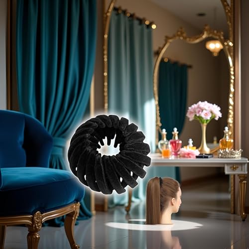 Velvet Bird Nest Hair Clip Expandable Bun Maker Black