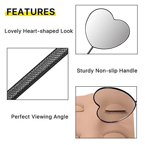 Heart Shaped Lash Extension Mirror - Detachable Stainless Steel Tool