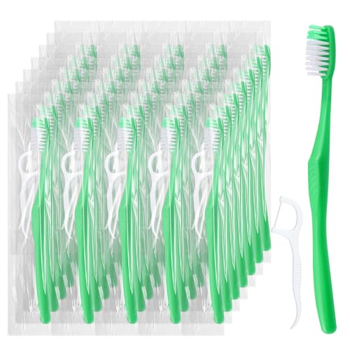 HAIFOTRVA Disposable Toothbrushes with Floss 10-Pack Travel Kit