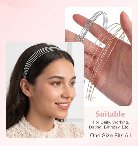 Metal Headbands 2-Pack - Thin Wire Minimalist Hair Accessories
