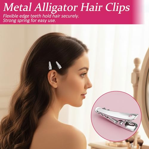 HJZHII 100 Pcs Metal Alligator Hair Clips, Mini Silver Hair Pins for Styling and Crafts