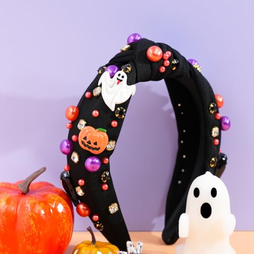 yfstyle Halloween Pumpkin Ghost Rhinestone Knotted Headband