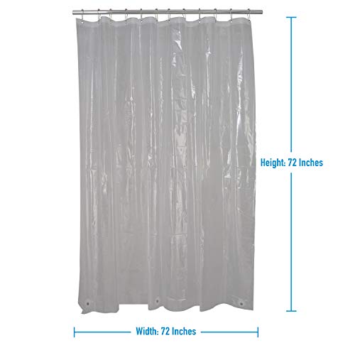 Bath Bliss Waterproof Shower Curtain Liner, 70" x 72", Super Clear