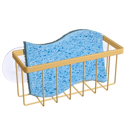 HLOOL Gold Kitchen Sink Sponge Holder - Rustproof Organizer