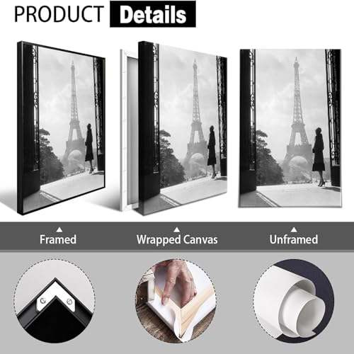 Trendy Black and White Eiffel Tower Canvas Poster – 8x12in