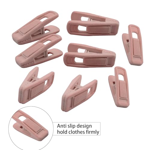 AUXBC Pink Velvet Hanger Clips - 20PCS Non-Slip Finger Clips for Clothes