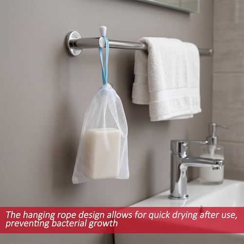 12-Pack Mesh Soap Saver Bags Exfoliating Bar Pouch with Drawstring