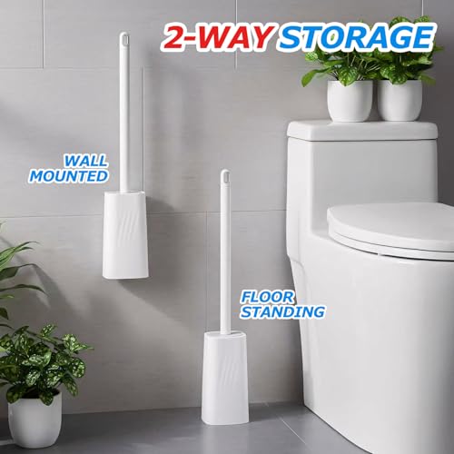 FORASTO Toilet Bowl Brush and Holder Set - Splash Proof & Space Efficient