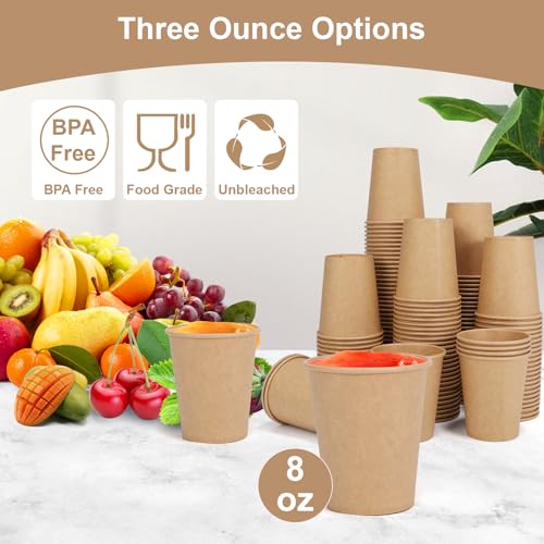 Walasaso 100 Pack 8 Oz Disposable Paper Coffee Cups - Leak Resistant & Durable