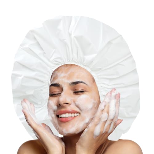 Super Jumbo Shower Cap for Women 2-Pack Extra Large Waterproof Hair Caps