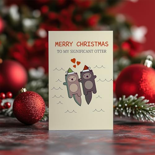Funny Otter Christmas Card for Husband Wife Couples Holiday Gift