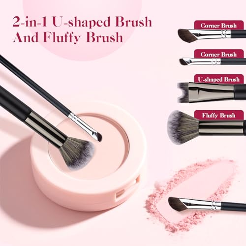 Sokfone Dual-End Nose Contour Brush, 2-in-1 Angled Makeup Brush for Sculpting