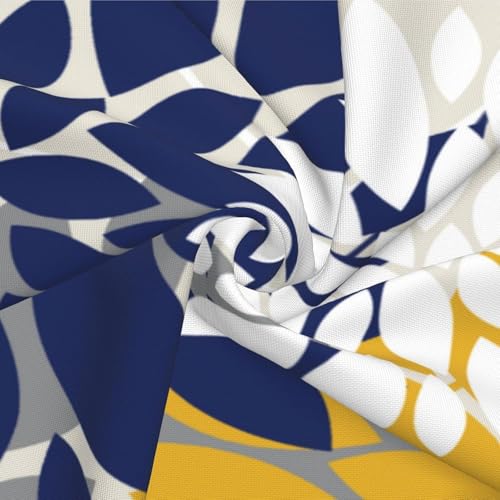 Navy Blue and Yellow Dahlia Floral Throw Pillow Covers - 18x18, Set of 2