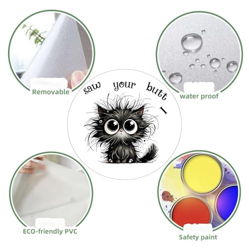 Funny Cat Toilet Seat Decal - I Saw Your Butt Prank Sticker